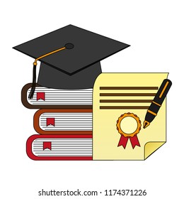 Parchment Diploma Hat Graduation Books Stock Vector (Royalty Free ...