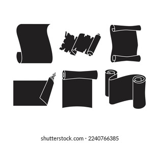 ilustración de iconos de pergamino y desplazamiento de documento