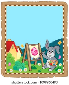 Parchment with Easter bunny painter - eps10 vector illustration.