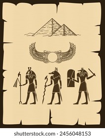Parchment with Egyptian elements design.