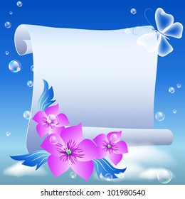 Parchment and flowers in the sky