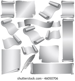 Parchment grey vector set isolated on white