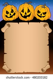 Pergamino con calabazas de Halloween 3 - ilustración vectorial eps10.