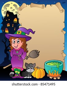 Parchment with Halloween theme 6 - vector illustration.