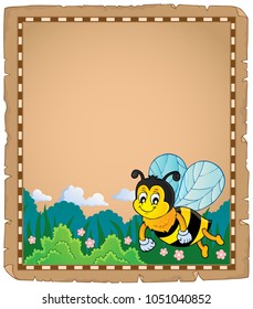 Parchment with happy bee theme 1 - eps10 vector illustration.