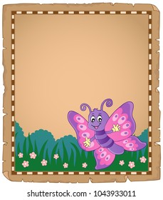 Parchment with happy butterfly theme 1 - eps10 vector illustration.