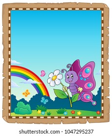 Parchment with happy butterfly theme 2 - eps10 vector illustration.
