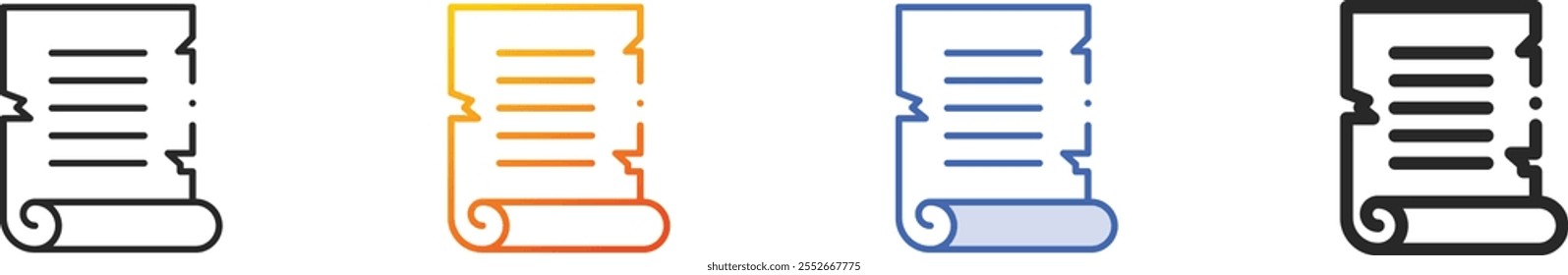parchment icon.Thin Linear, Gradient, Blue Stroke and bold Style Design Isolated On White Background
