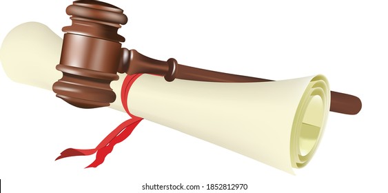 parchment with judicial auction gavel