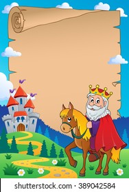 Parchment with king on horse theme 1 - eps10 vector illustration.
