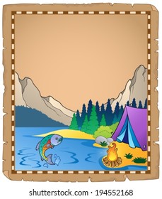 Parchment with lake 1 - eps10 vector illustration.