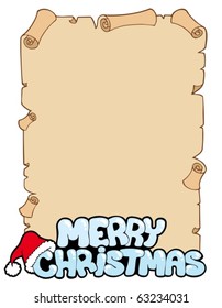 Perchment mit fröhlichem Weihnachtszeichen - Vektorgrafik.