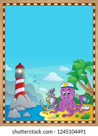 Parchment with octopus sailor - eps10 vector illustration.