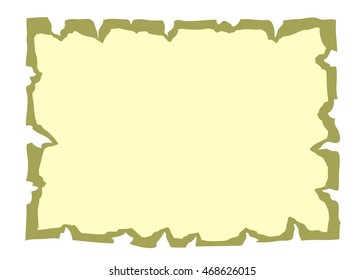 Parchment old paper. Empty cartoon banner for message or letter. Blank document, isolated on white background. Vintage decorative papyrus. Torn grunge texture sheet. Vector illustration