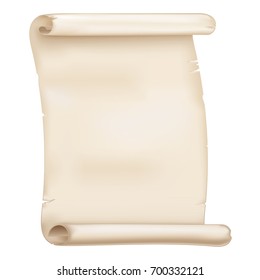 Parchment. Old paper scroll. Vector 3d illustration isolated on white background