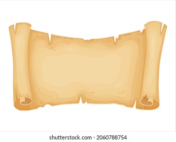Parchment. Old paper scroll. Vintage letter, certificate, treasure map or historical document. Illustration isolated on white background.