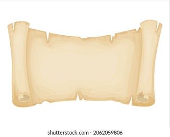 Parchment. Old paper scroll. Vintage letter, certificate, treasure map or historical document. Illustration isolated on white background.