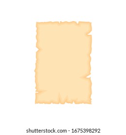 Parchment old paper sheet vector illustration isolated on white background.