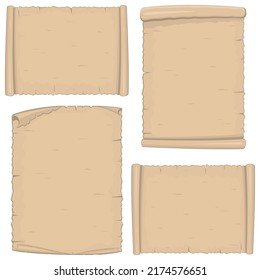 Parchment old paper sheet vector illustration isolated on white background.