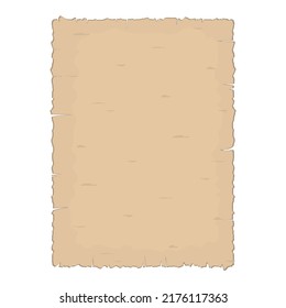 Parchment old paper sheet vector illustration isolated on white background.