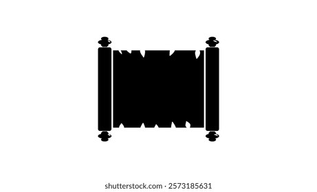 parchment paper scroll , black isolated silhouette