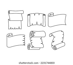 Parchment Paper Scroll  Icons Illustration