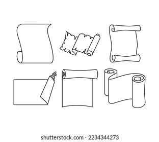 Parchment Paper Scroll  Icons Illustration