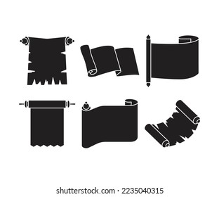 Parchment Paper Scroll  Icons Illustration