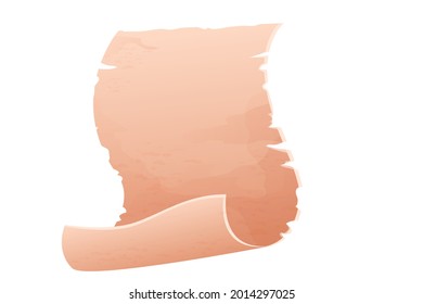 Parchment paper, scroll papyrus, empty frame, blank in cartoon style detailed isolated on white background stock vector illustration. Textured ui asset, mediaeval, antique element.