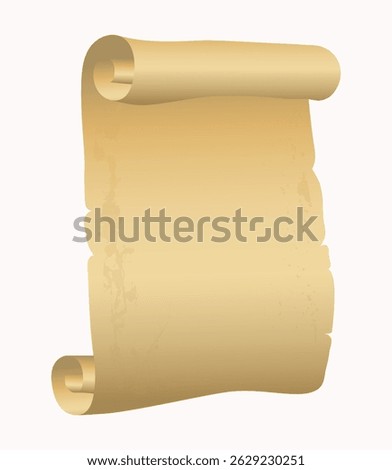 Parchment paper, scroll papyrus, empty frame, blank in cartoon style, background stock vector illustration. Textured ui asset, mediaeval, antique element.