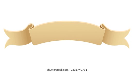 Parchment paper scroll ribbon, old vintage banner game ui element in cartoon style isolated on white background.