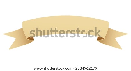 Parchment paper scroll ribbon, old vintage banner game ui element in cartoon style isolated on white background.