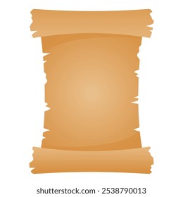 Parchment, papyrus scroll, antique paper in cartoon style isolated on white background
