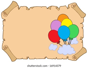 Parchment party invitation - vector illustration.