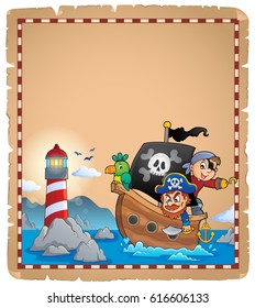 Pergamino con tema de barco pirata 1 - ilustración vectorial eps10.