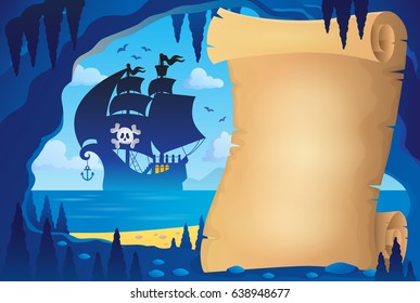 Parchment in pirate cave image 4 - eps10 vector illustration.