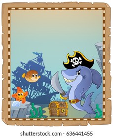 Parchment with pirate shark 2 - eps10 vector illustration.