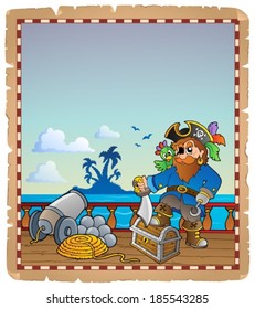 Pergamino con baraja de barco pirata 1 - ilustración vectorial eps10.