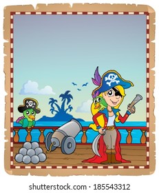 Parchment with pirate ship deck 4 - eps10 vector illustration.