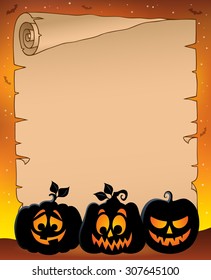 Parchment with pumpkin silhouettes 1 - eps10 vector illustration.