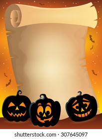 Parchment with pumpkin silhouettes 2 - eps10 vector illustration.