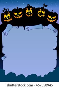 Parchment with pumpkin silhouettes 6 - eps10 vector illustration.