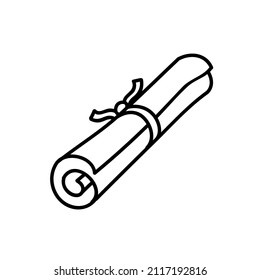 Parchment roll icon. Hand drawn vector illustration.