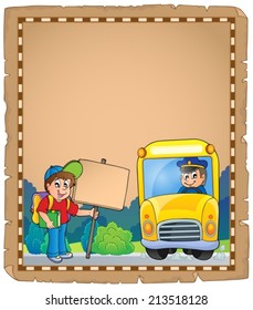 Parchment with school bus 3 - eps10 vector illustration.