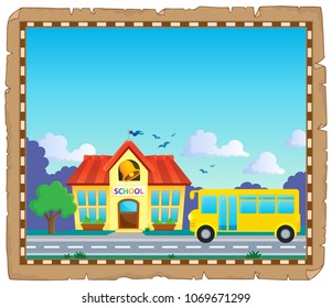 Parchment with school bus 5 - eps10 vector illustration.