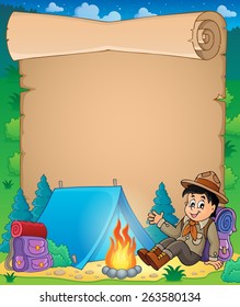 Parchment with scout boy theme - eps10 vector illustration.
