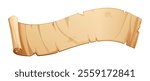 Parchment scroll banner with rolled ends, for text or decoration purposes. Vector cartoon illustration