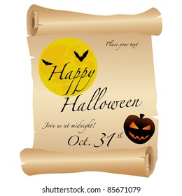 Parchment scroll and Halloween Party Invitation. VECTOR