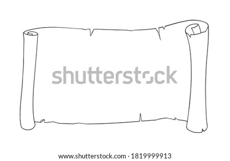 Parchment scroll. Horizontal paper piece. Vector illustration isolated on white background