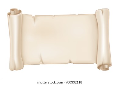 Parchment scroll. Vector 3d illustration isolated on white background